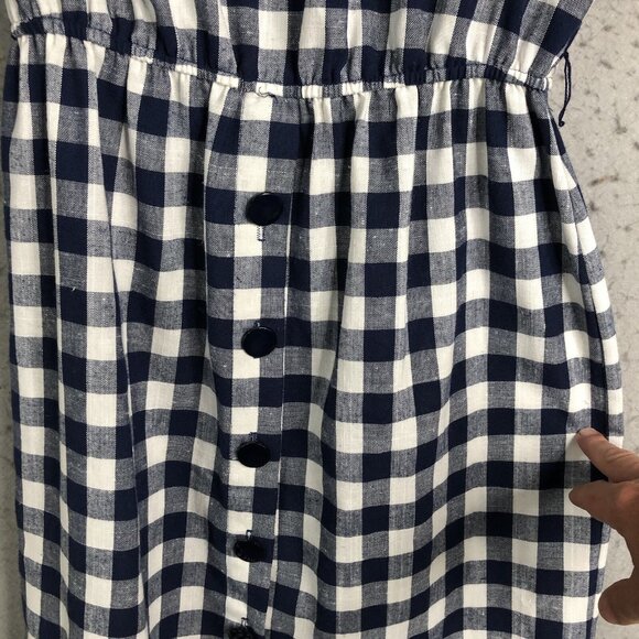 Vintage JP Angela Dress Womens 12 Navy Blue White Check Preppy Office Retro 80s - Picture 9 of 16